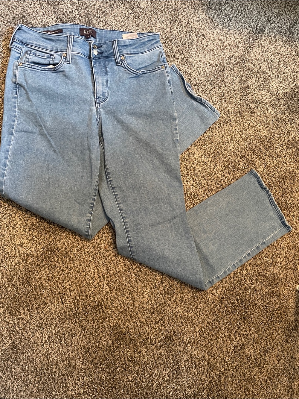 NYDJ Light Wash Straight Leg Jeans - Classic Blue Denim